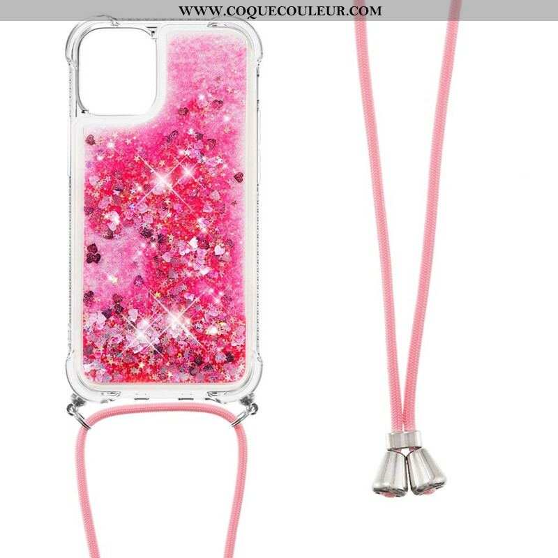 Coque iPhone 13 Mini Paillettes avec Cordon