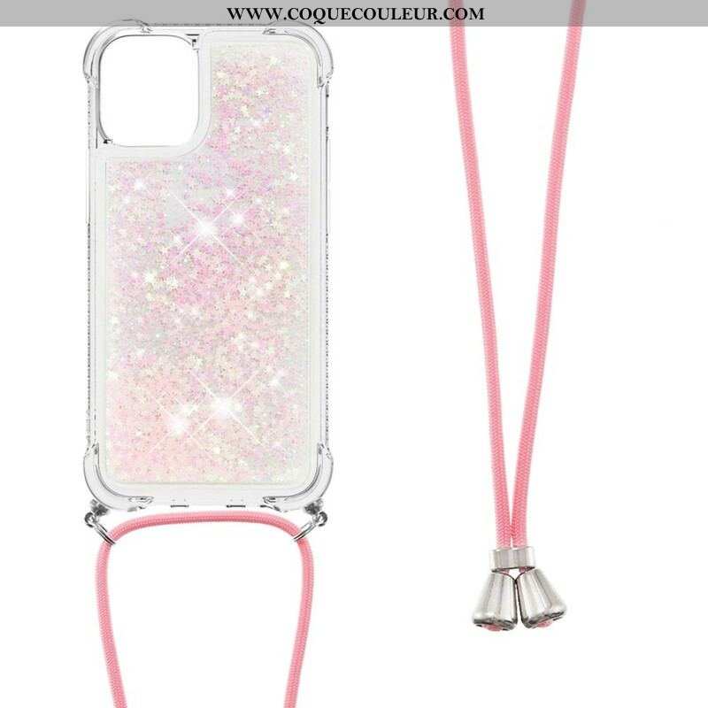 Coque iPhone 13 Mini Paillettes avec Cordon