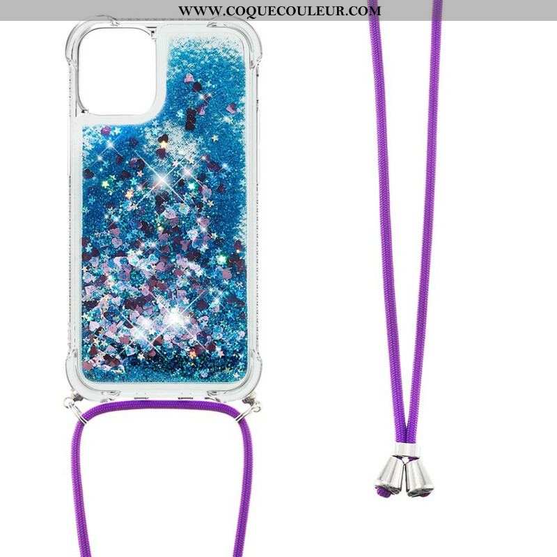 Coque iPhone 13 Mini Paillettes avec Cordon