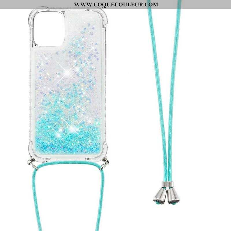 Coque iPhone 13 Mini Paillettes avec Cordon