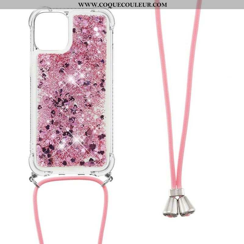 Coque iPhone 13 Mini Paillettes avec Cordon