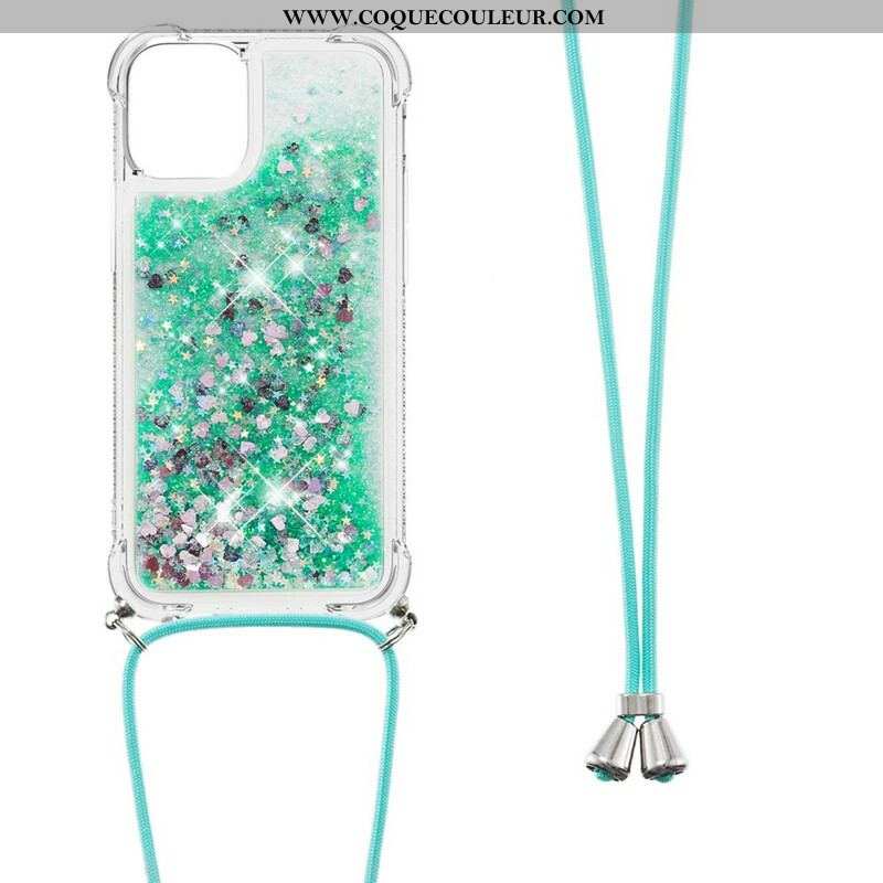 Coque iPhone 13 Mini Paillettes avec Cordon