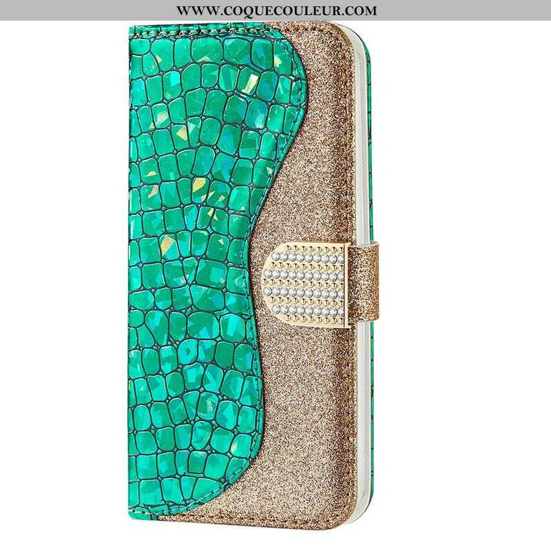 Housse iPhone 13 Mini Croco Diamants