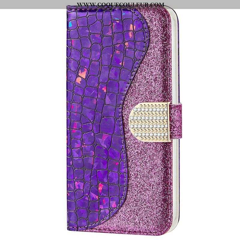 Housse iPhone 13 Mini Croco Diamants