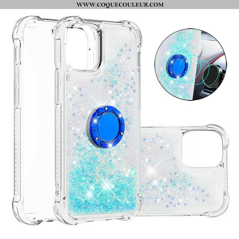 Coque iPhone 13 Mini Paillettes avec Anneau-Support