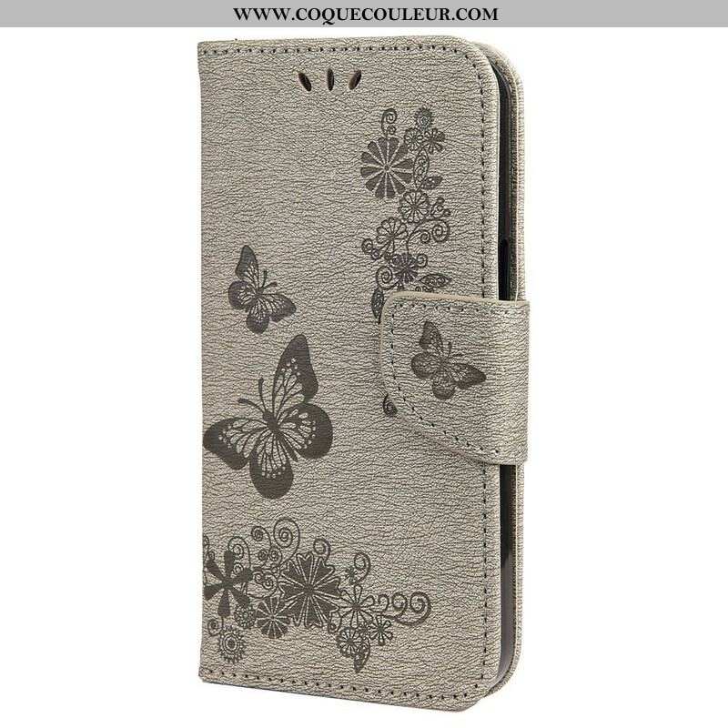 Housse iPhone 13 Mini Splendides Papillons à Lanière