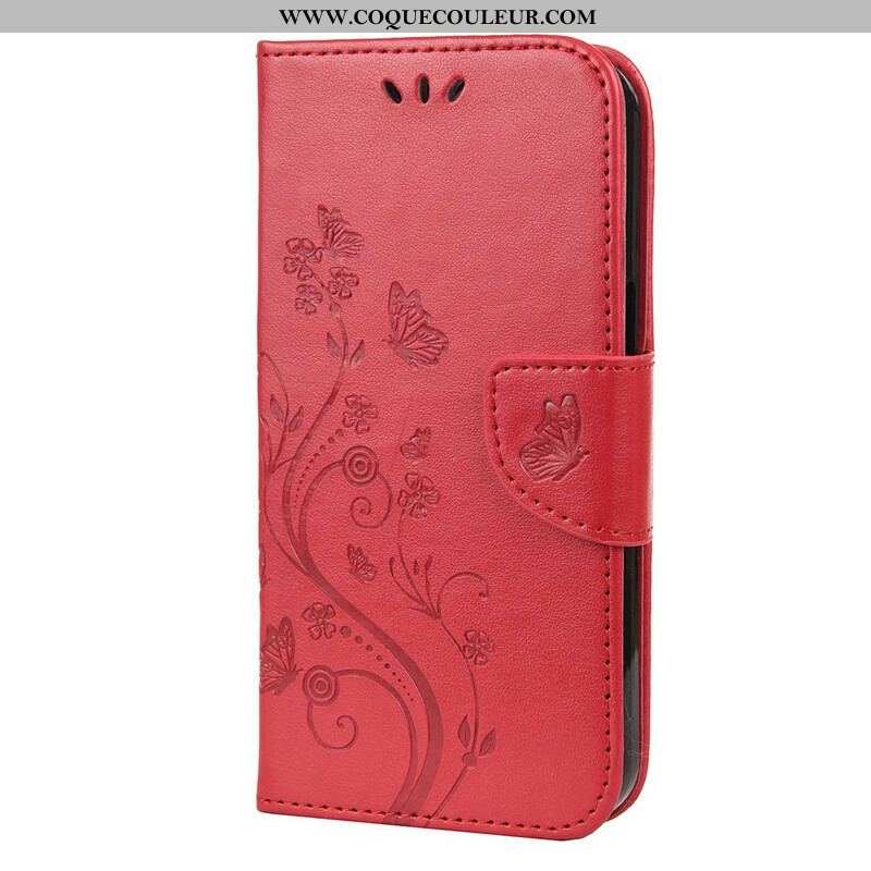 Housse iPhone 13 Mini Florale à Lanière