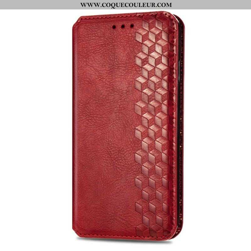 Flip Cover iPhone 13 Mini Effet Cuir Texture Diamant