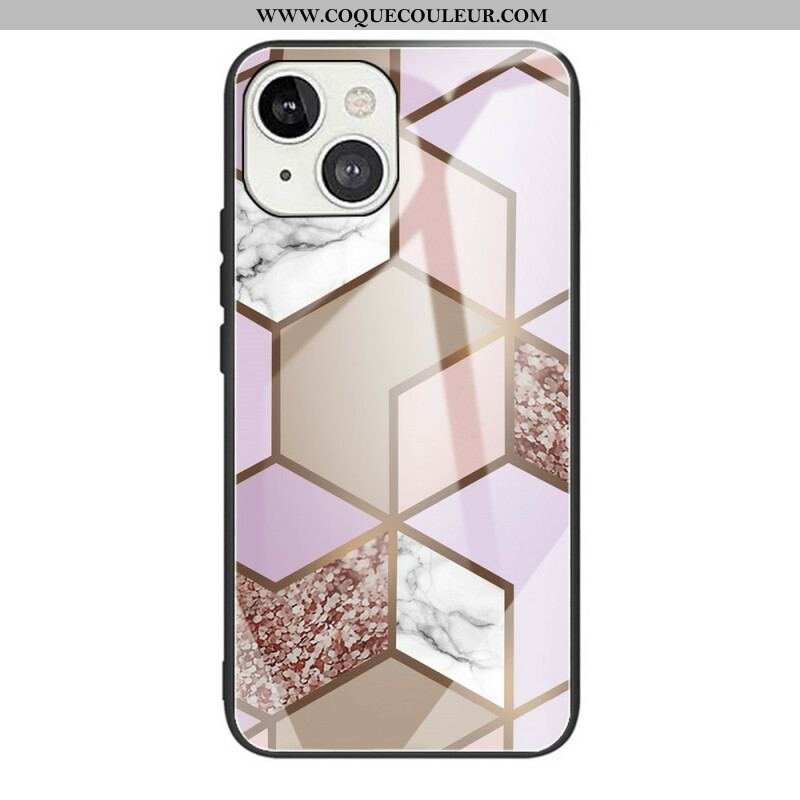 Coque iPhone 13 Mini Verre Trempé Marbre Géométrie