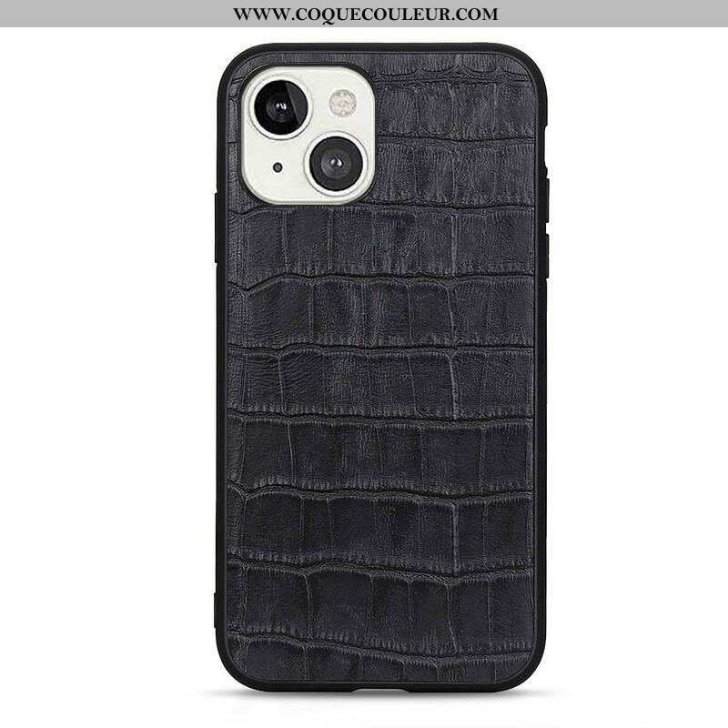 Coque iPhone 13 Mini Véritable Cuir Texture Crocodile