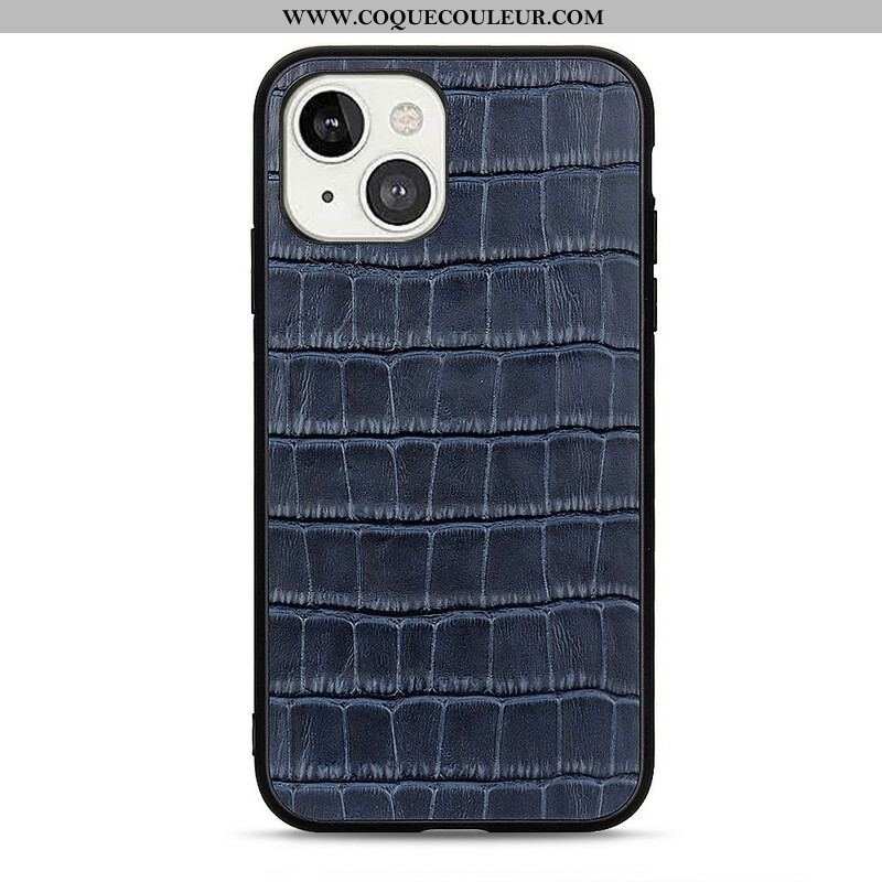 Coque iPhone 13 Mini Véritable Cuir Texture Crocodile