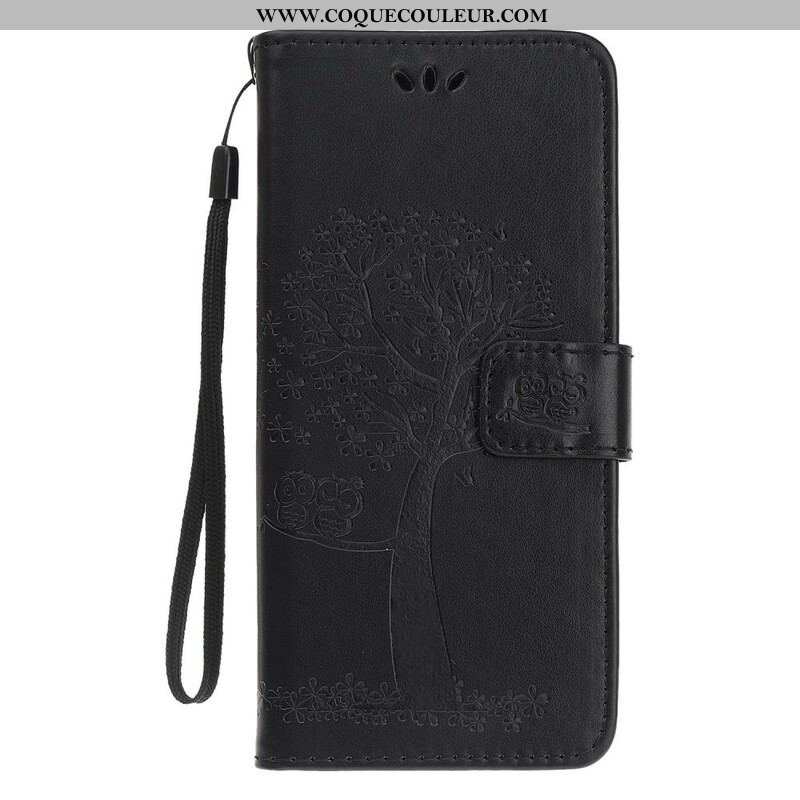 Housse iPhone 13 Mini Arbre et Hiboux à Lanière