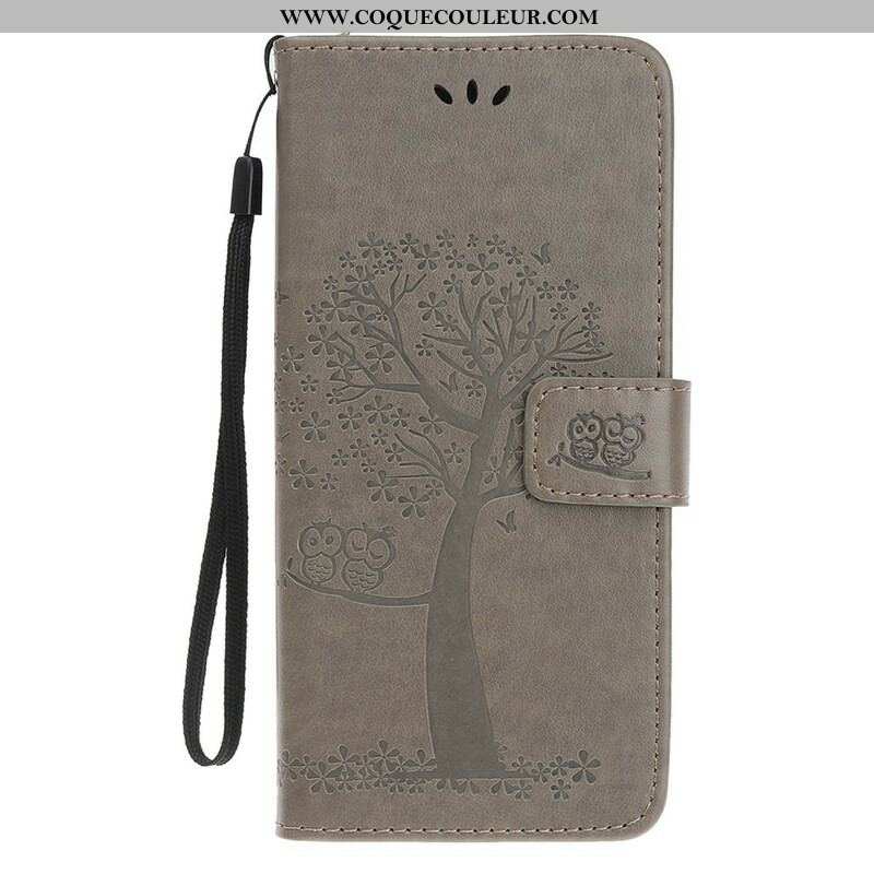 Housse iPhone 13 Mini Arbre et Hiboux à Lanière