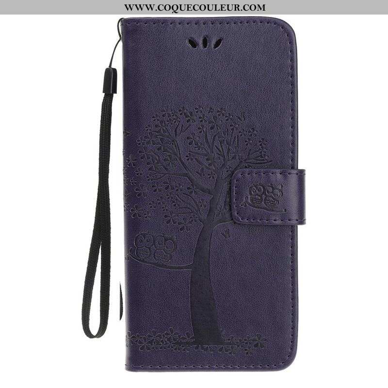 Housse iPhone 13 Mini Arbre et Hiboux à Lanière