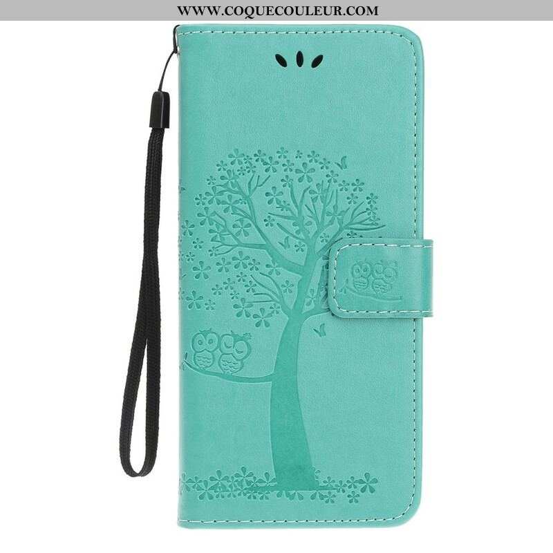 Housse iPhone 13 Mini Arbre et Hiboux à Lanière