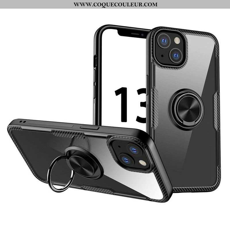 Coque iPhone 13 Mini Fibre Carbone Anneau Métallique