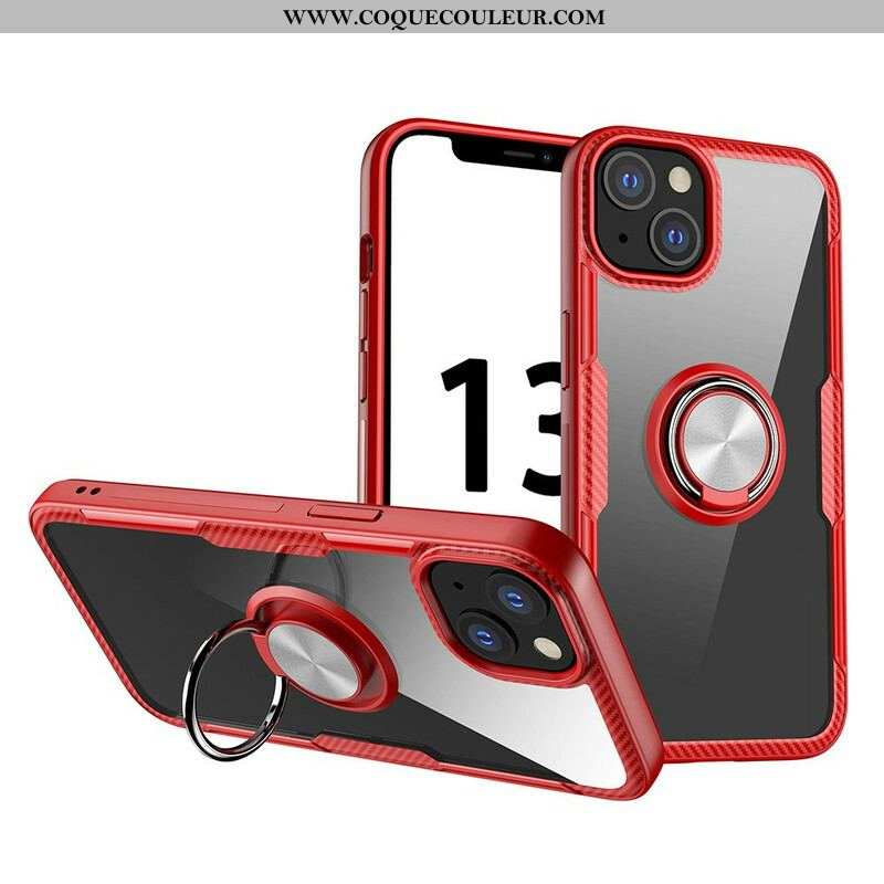 Coque iPhone 13 Mini Fibre Carbone Anneau Métallique