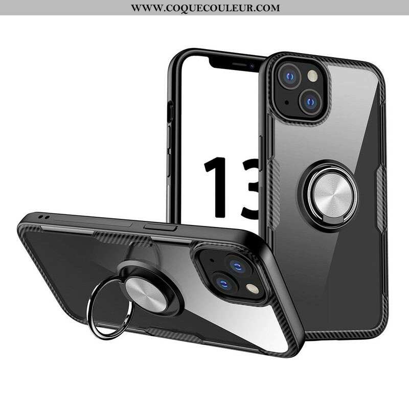 Coque iPhone 13 Mini Fibre Carbone Anneau Métallique