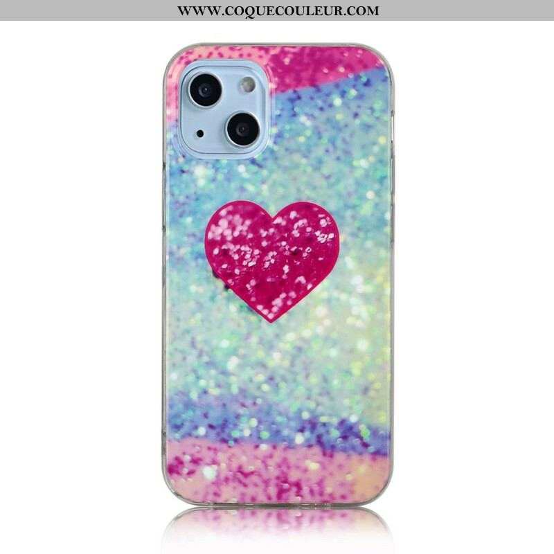 Coque iPhone 13 Mini Marbre Paillettes