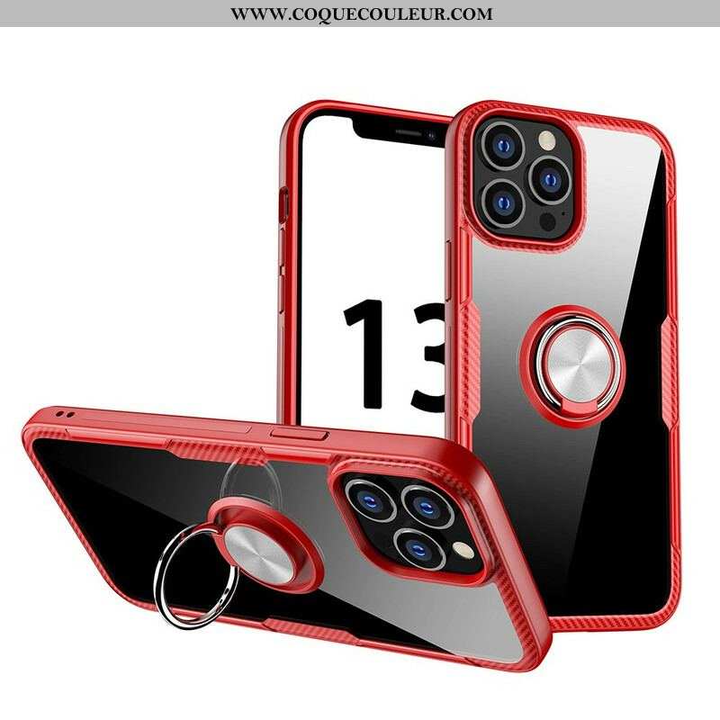 Coque iPhone 13 Pro Max Fibre Carbone Anneau Métallique