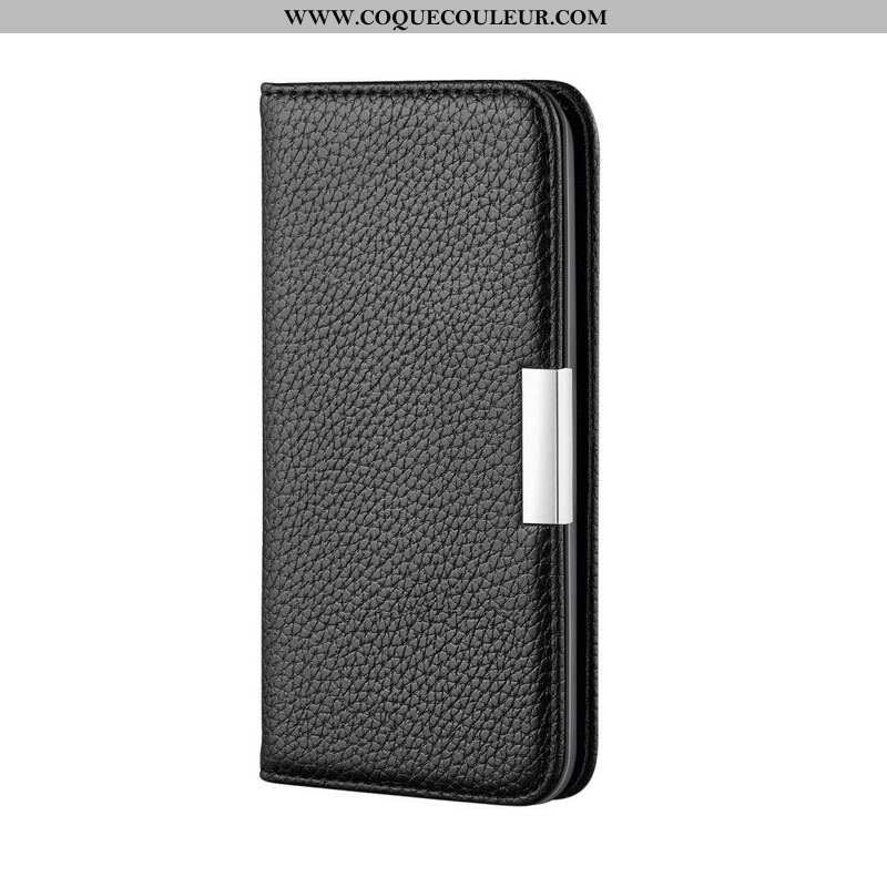 Flip Cover iPhone 13 Pro Max Simili Cuir Litchi Ultra Chic