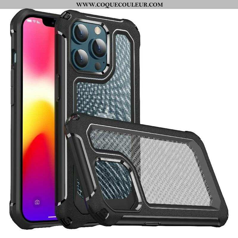 Coque iPhone 13 Pro Transparente Texture Fibre Carbone