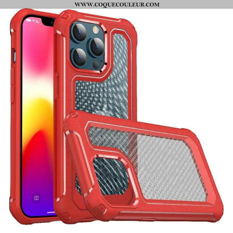 Coque iPhone 13 Pro Transparente Texture Fibre Carbone