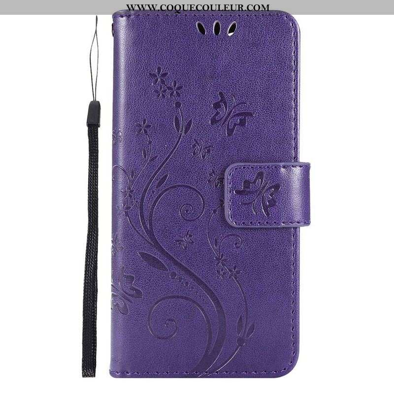 Housse iPhone 13 Pro Fleurs Graphiques à Lanière