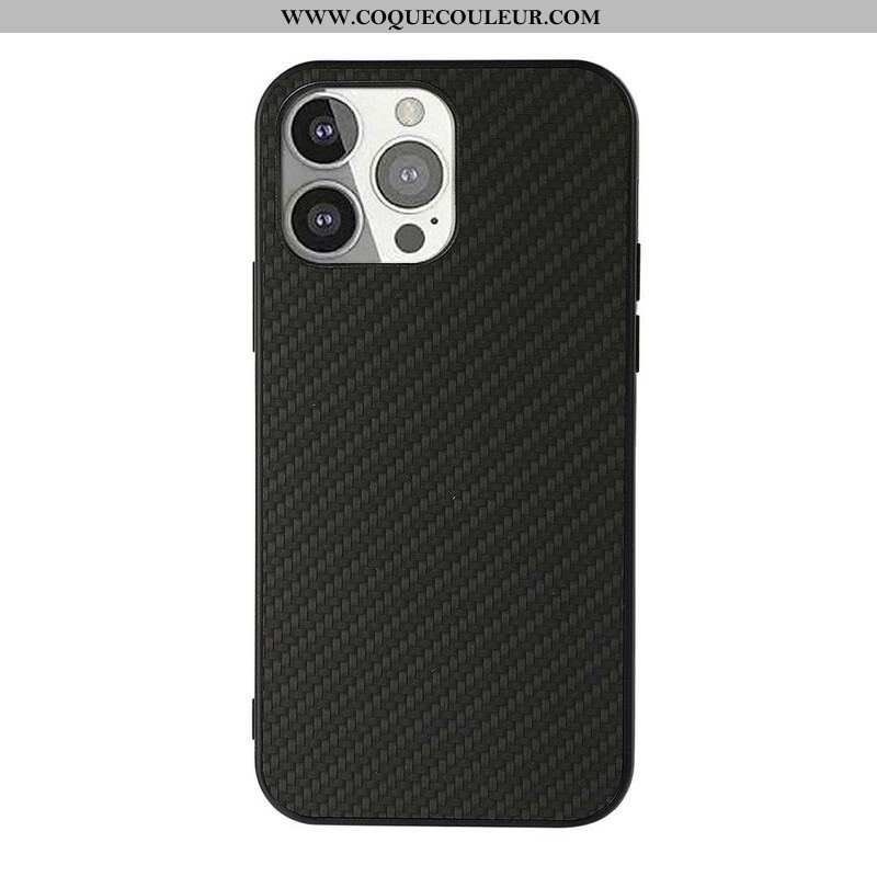 Coque iPhone 13 Pro Effet Cuir Texture Fibre Carbone