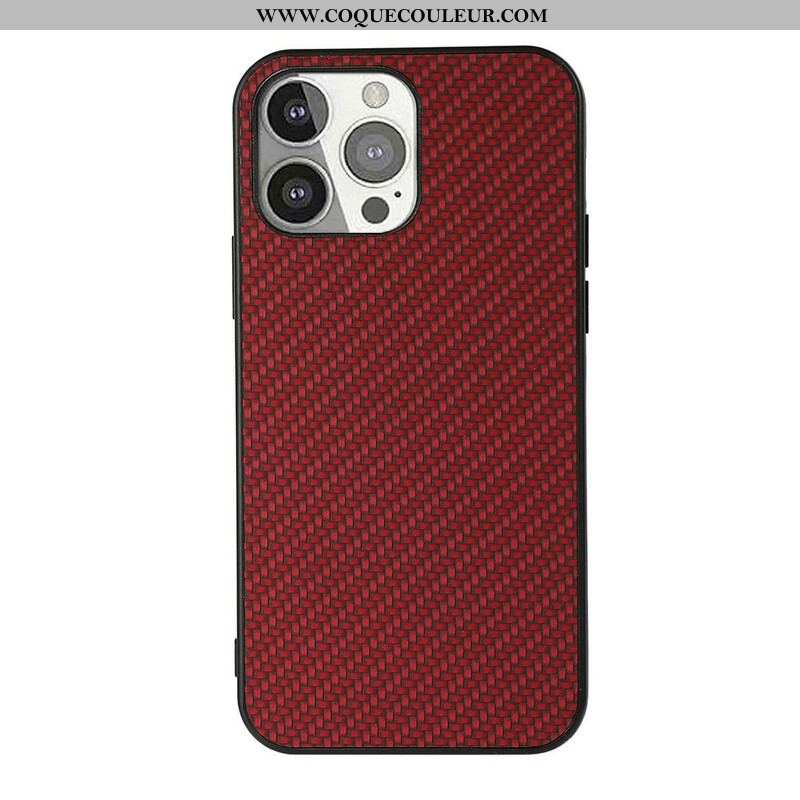 Coque iPhone 13 Pro Effet Cuir Texture Fibre Carbone