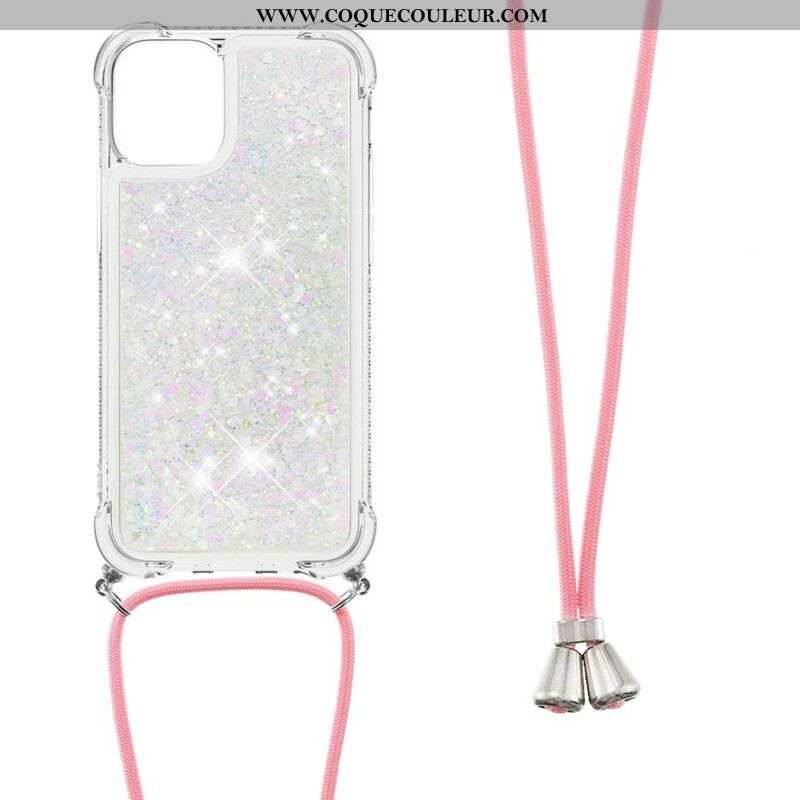 Coque iPhone 13 Pro Paillettes avec Cordon