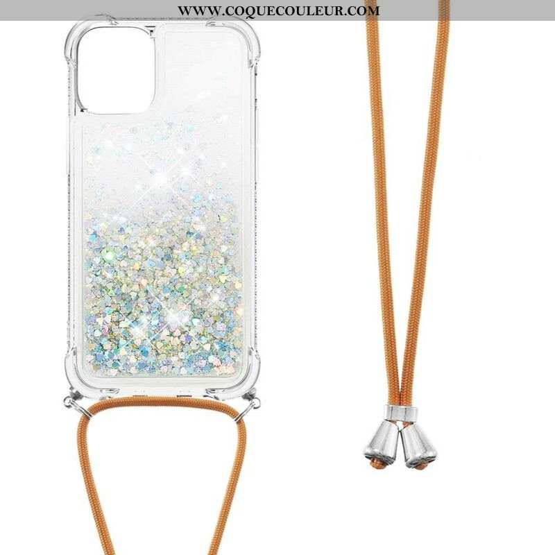 Coque iPhone 13 Pro Paillettes avec Cordon