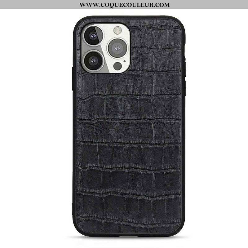 Coque iPhone 13 Pro Véritable Cuir Texture Crocodile