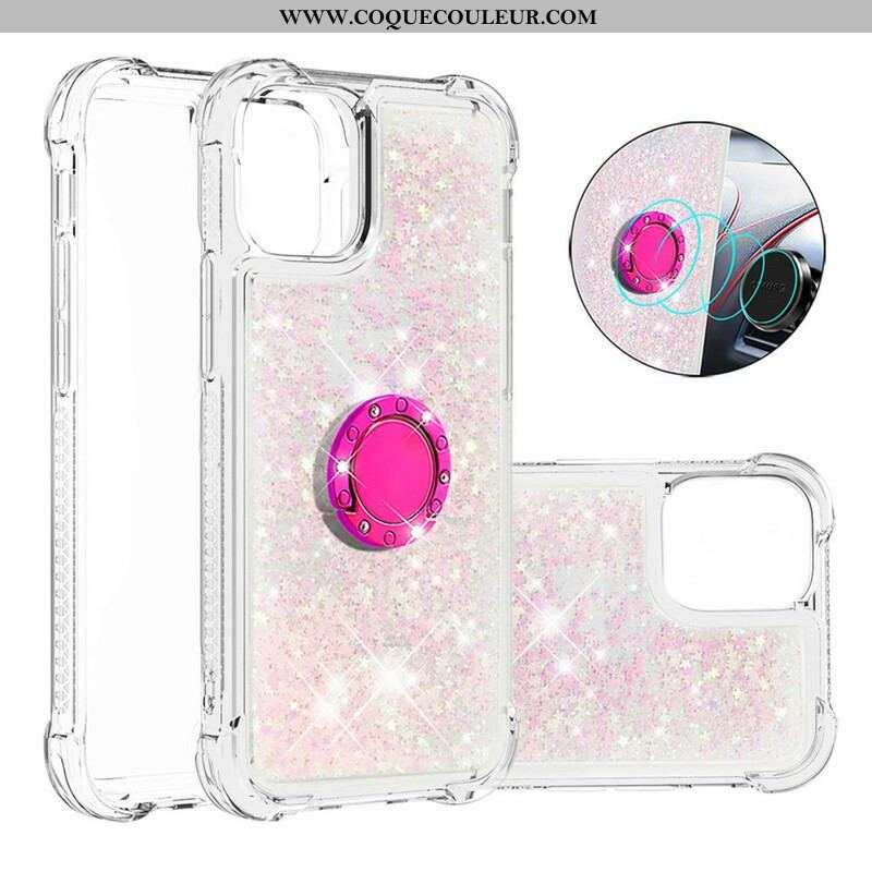 Coque iPhone 13 Pro Paillettes avec Anneau-Support