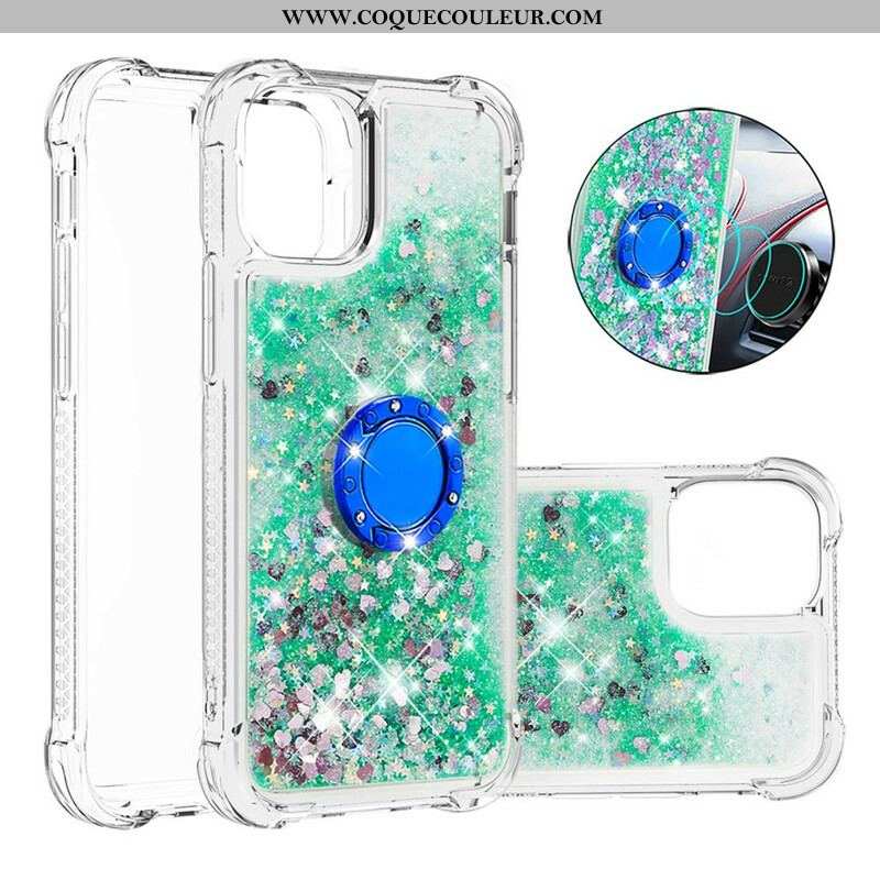 Coque iPhone 13 Pro Paillettes avec Anneau-Support