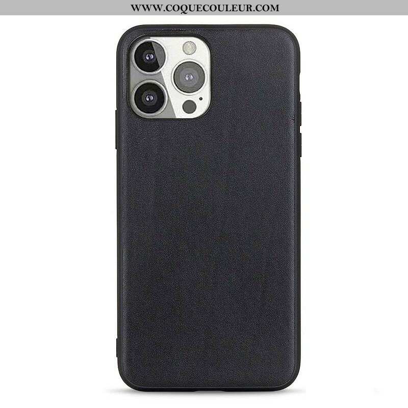 Coque iPhone 13 Pro Véritable Cuir Litchi