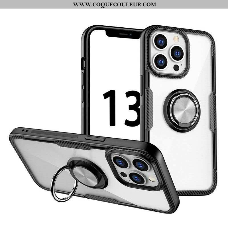 Coque iPhone 13 Pro Fibre Carbone Anneau Métallique