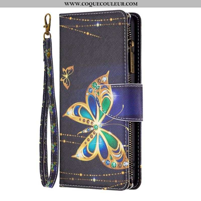 Housse iPhone 14 Pro Max Poche Zippée Papillons