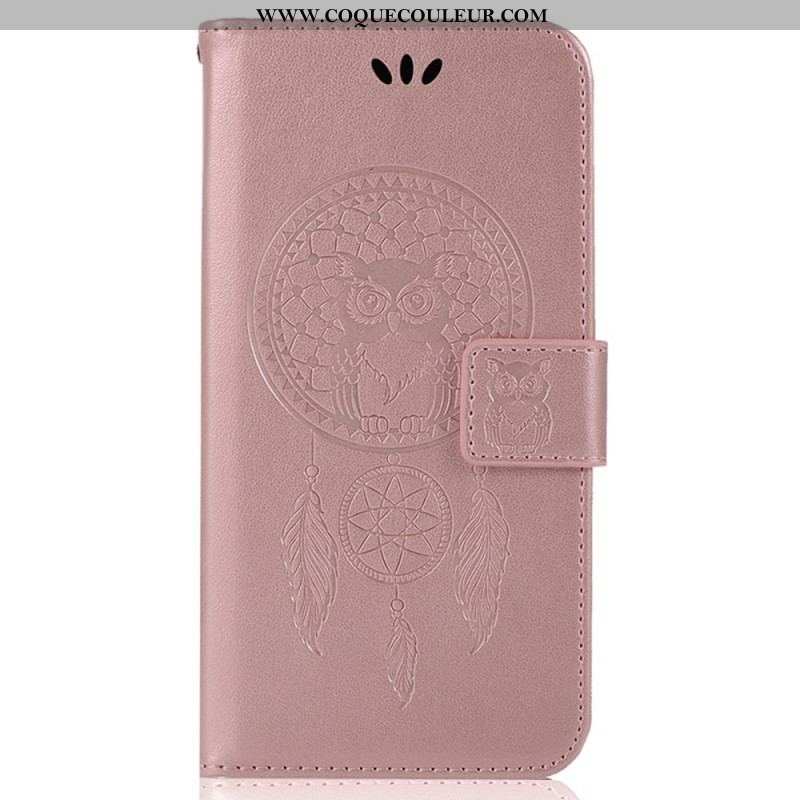 Housse iPhone 14 Pro Max Attrape Rêves Hibou à Lanière