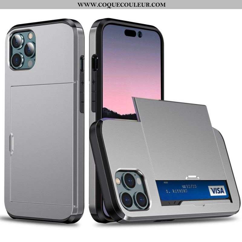 Coque iPhone 14 Pro Max Deux Porte-Cartes à Glissière