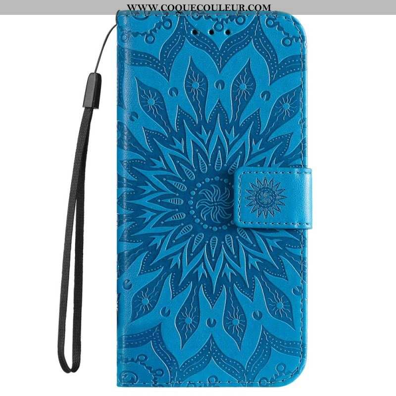 Housse iPhone 14 Pro Max Mandala Soleil avec Lanière