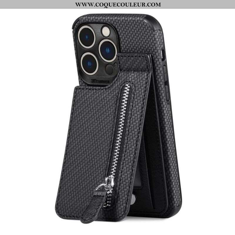 Coque iPhone 14 Pro Max Fibre de Carbone et Portefeuille