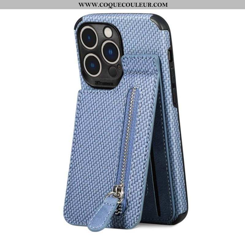 Coque iPhone 14 Pro Max Fibre de Carbone et Portefeuille