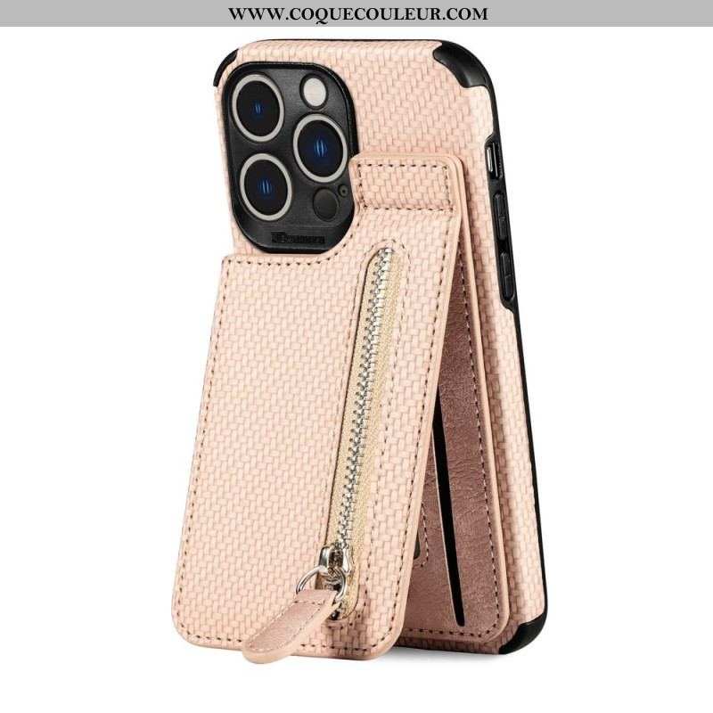 Coque iPhone 14 Pro Max Fibre de Carbone et Portefeuille