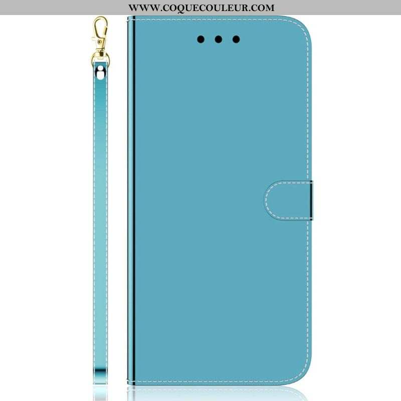 Housse iPhone 14 Pro Max Simili Cuir Couverture Miroir