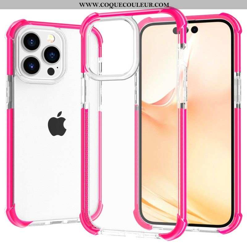 Coque iPhone 14 Pro Max Transparente Rebords Colorés