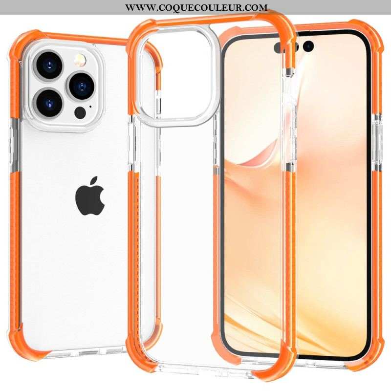 Coque iPhone 14 Pro Max Transparente Rebords Colorés