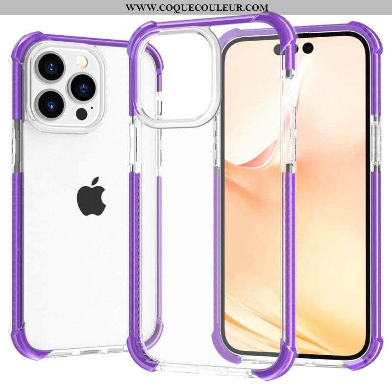 Coque iPhone 14 Pro Max Transparente Rebords Colorés