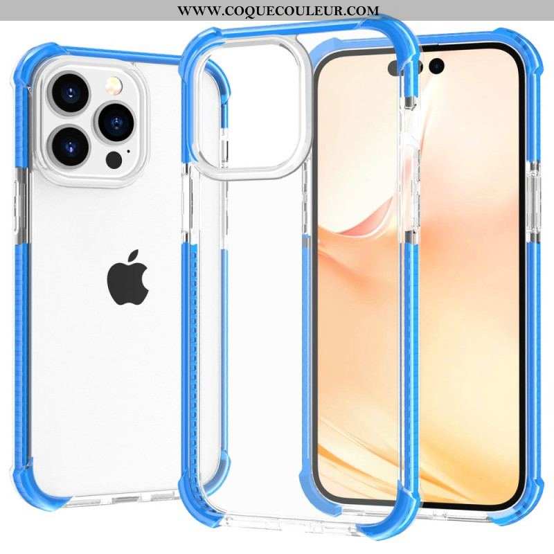 Coque iPhone 14 Pro Max Transparente Rebords Colorés