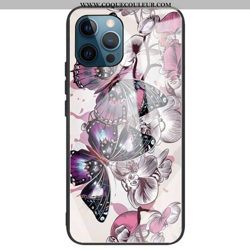 Coque iPhone 14 Pro Max Verre Trempé Papillons